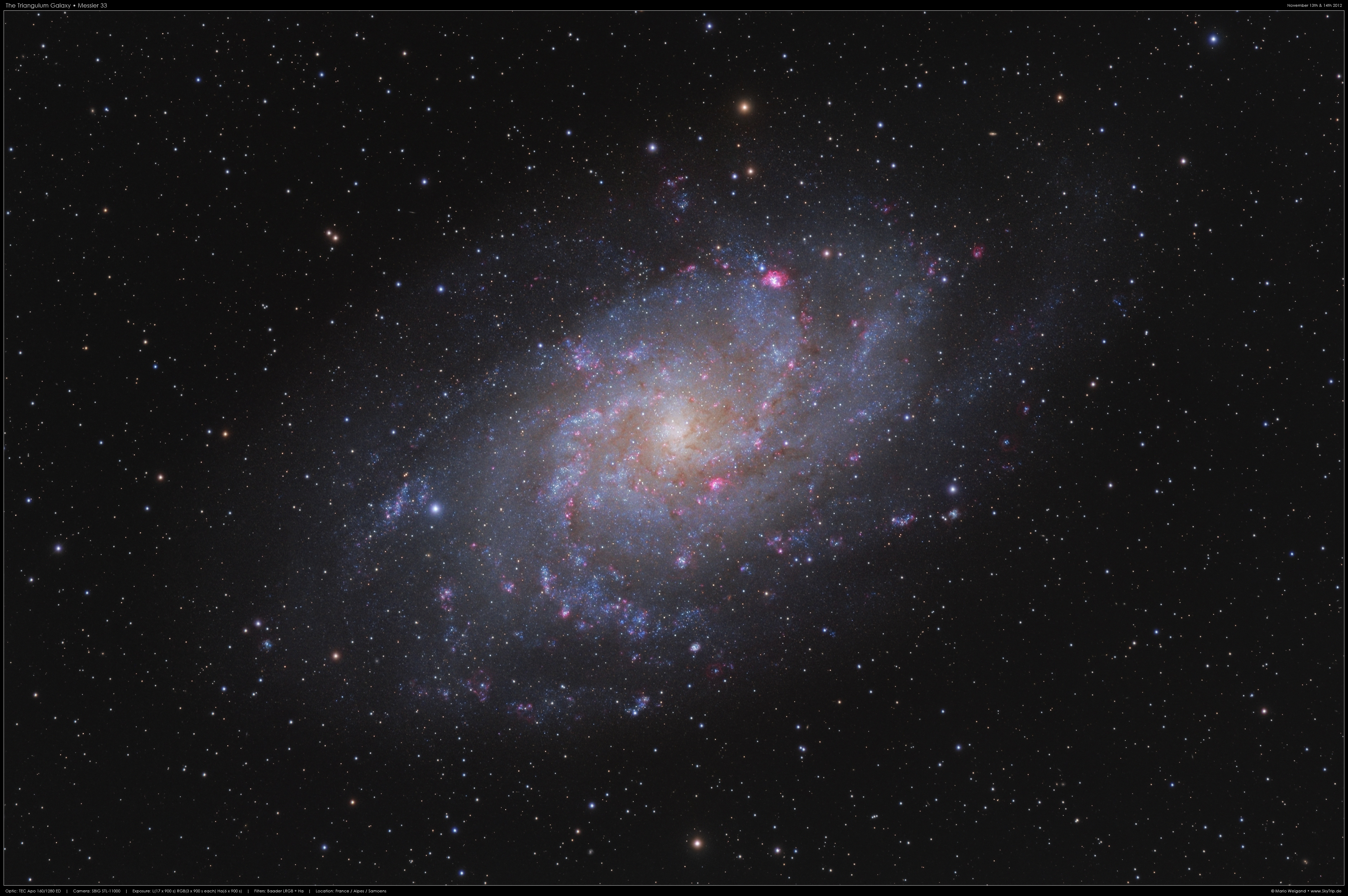 Foto von Messier 33 im Sternbild Dreieck