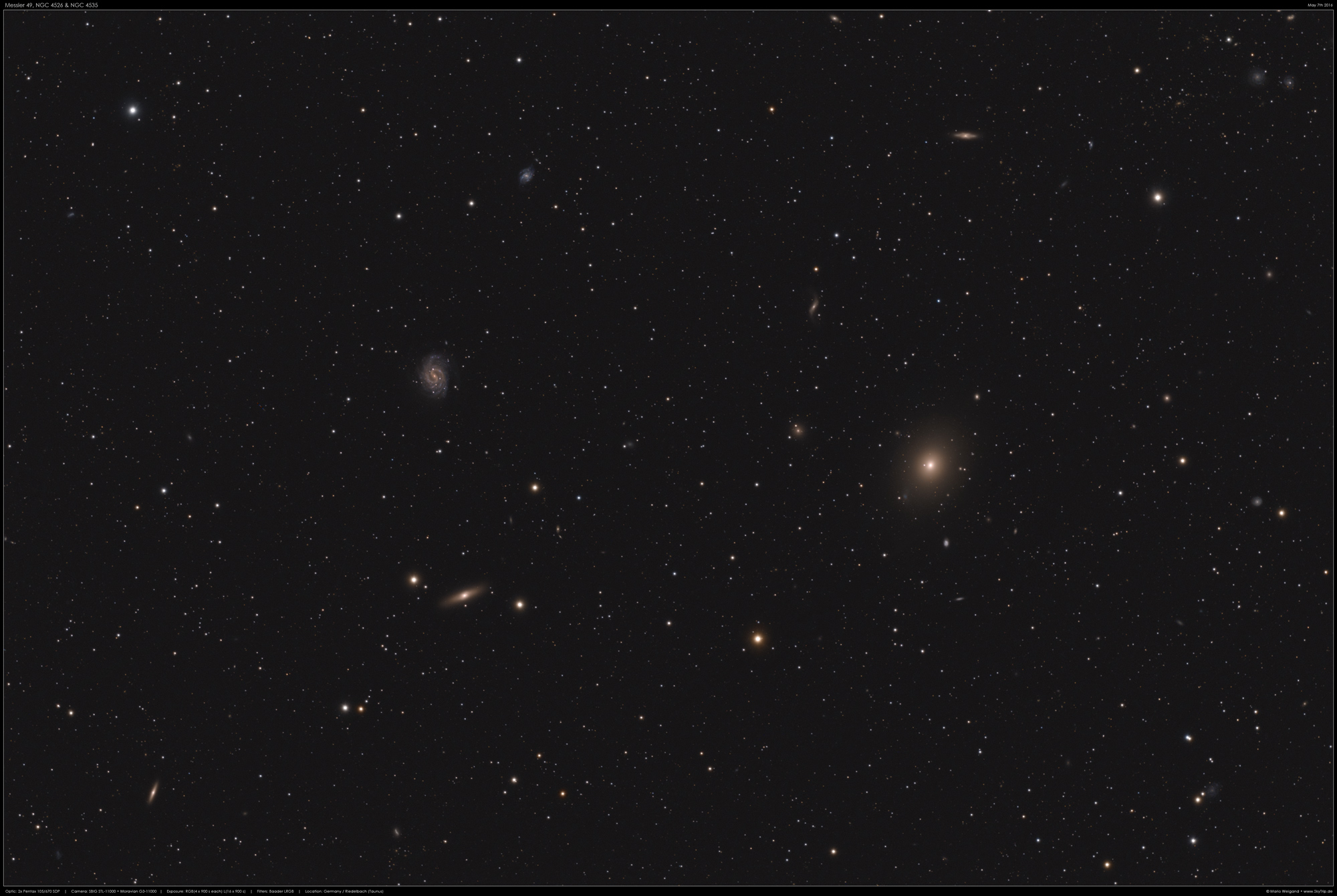 Virgohaufen: Messier 49, NGC 4526 und NGC 4535