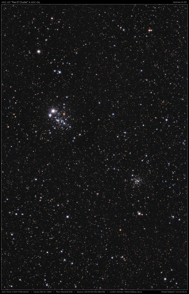 'Eulenhaufen' NGC 457 & NGC 436