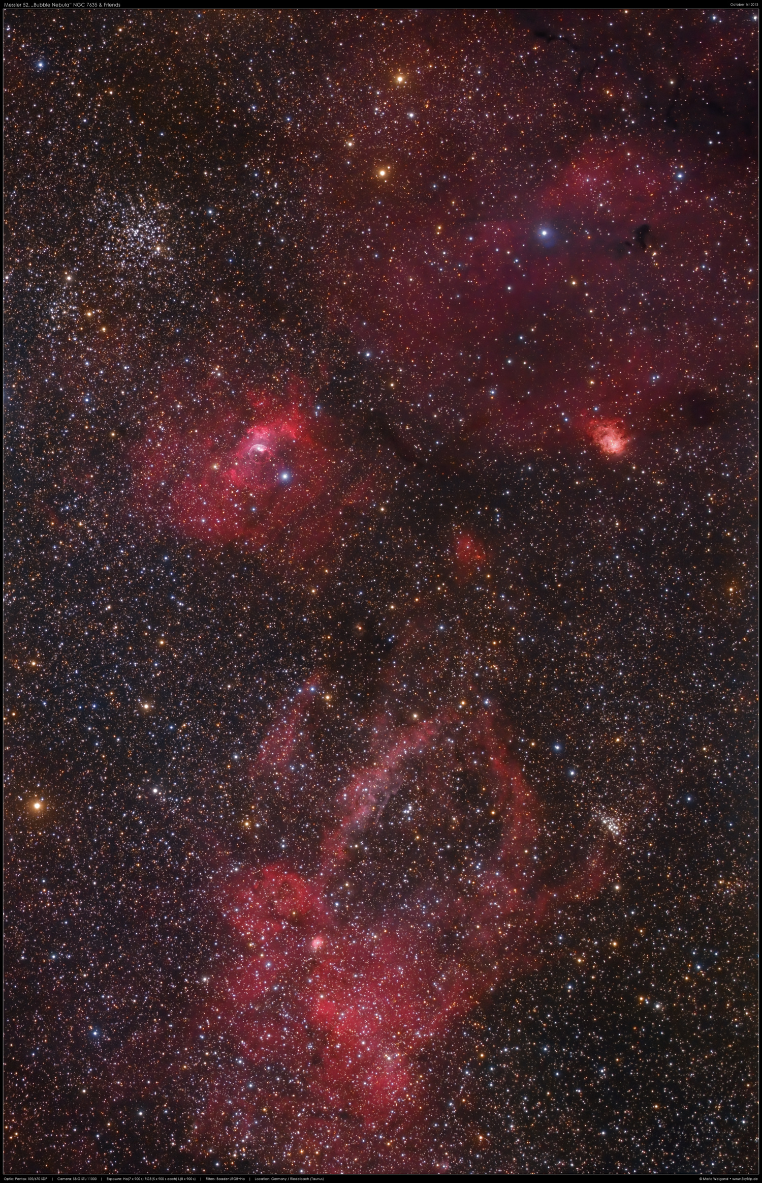 Bubble-Nebel NGC 7635 und Umgebung