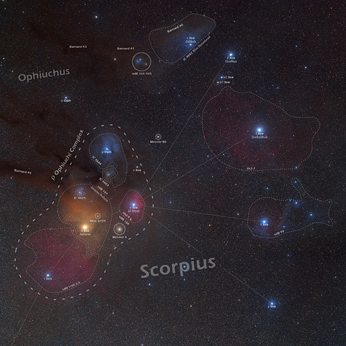 Der Rho-Ophiuchi-Komplex mit Antares