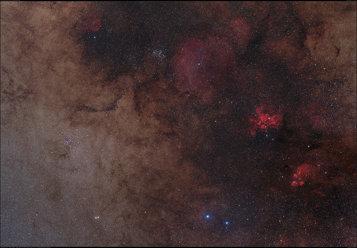 Mosaik: Südlicher Skorpion mit M6, M7, NGC 6334 und NGC 6357