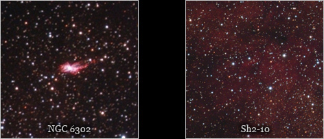 Detailausschnitt mit NGC 6302 und Sh2-10