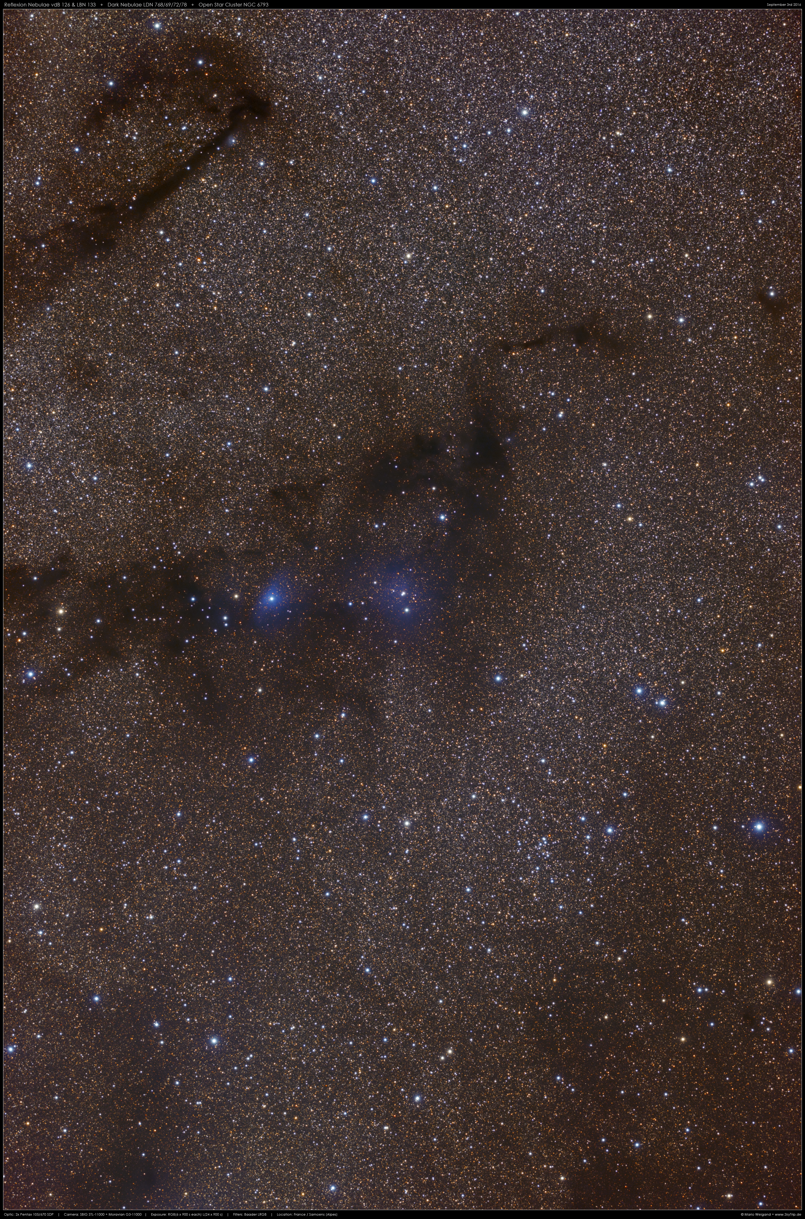 Reflexionsnebel vdB126 und LBN 133 mit Dunkelwolken