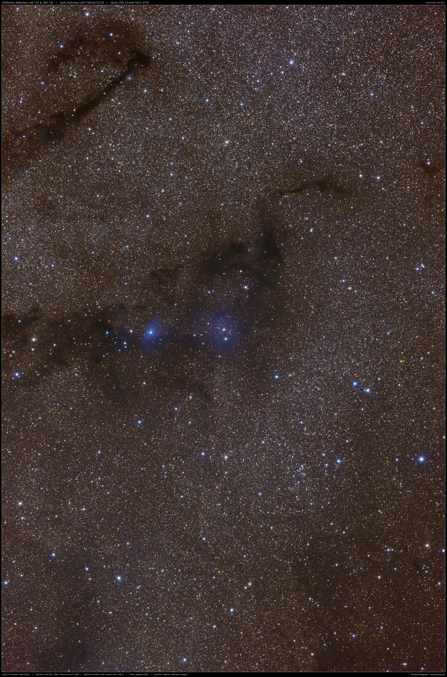 Reflexionsnebel vdB126 und LBN 133 mit Dunkelwolken