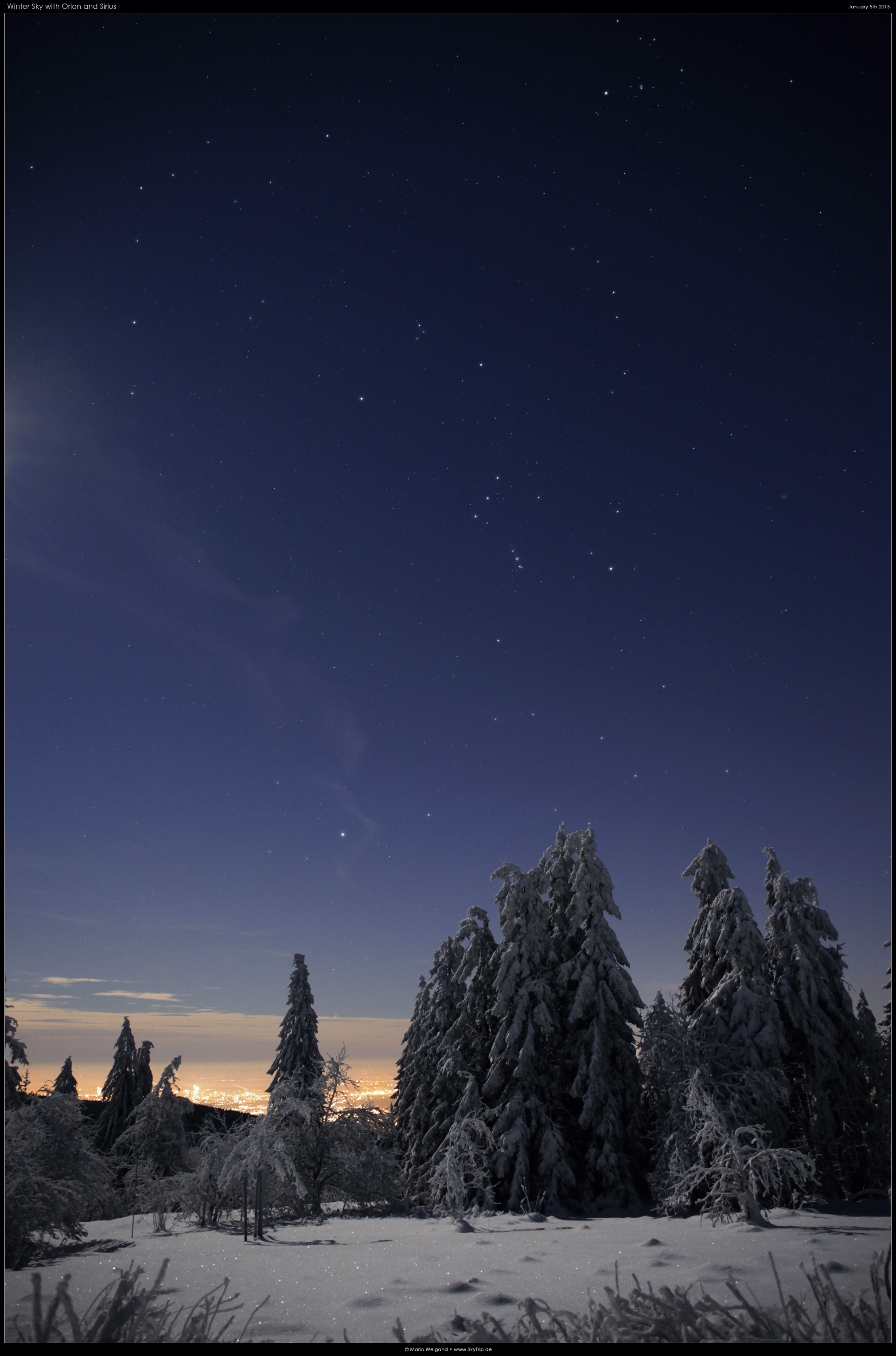 Orion bei Schnee und Mondlicht