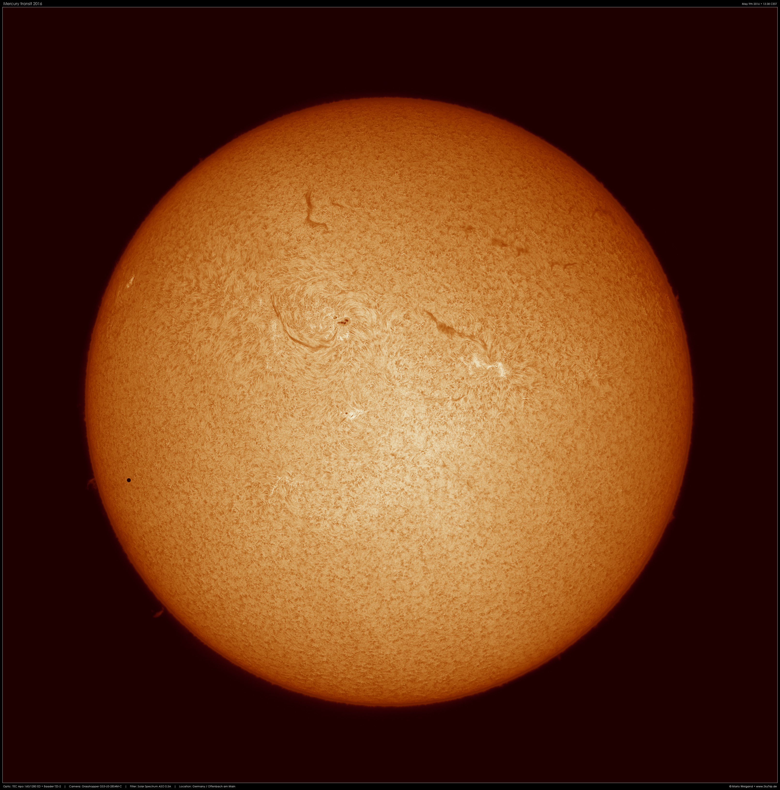 H-Alpha bersichtsbild des Merkurtransits 2016