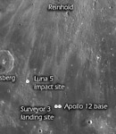 Landestellen: Apollo 12, Surveyor 3 & Luna 5