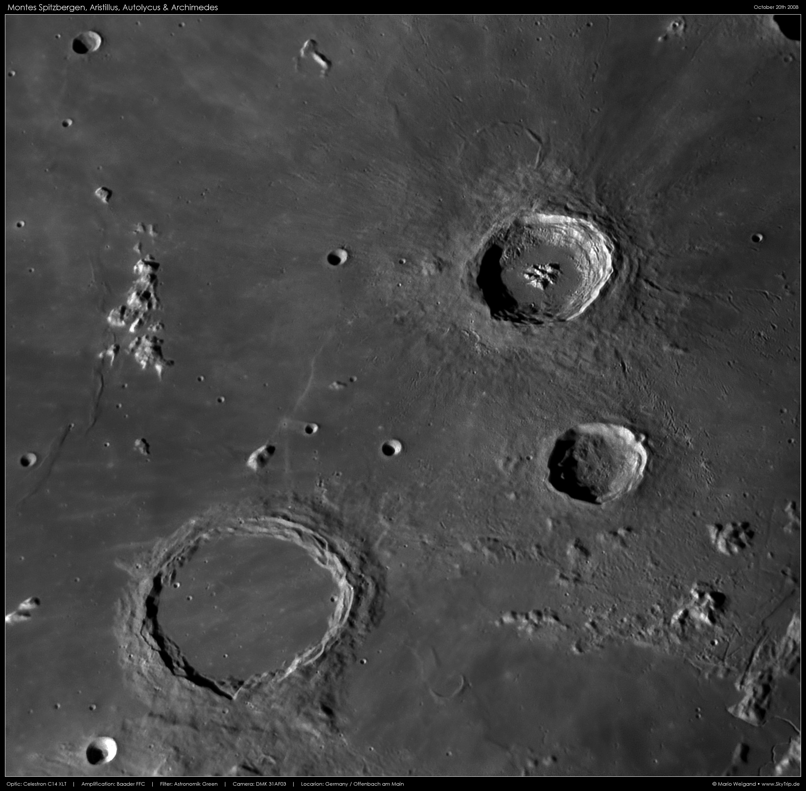 Mond: Montes Spitzbergen, Archimedes, Aristillus
