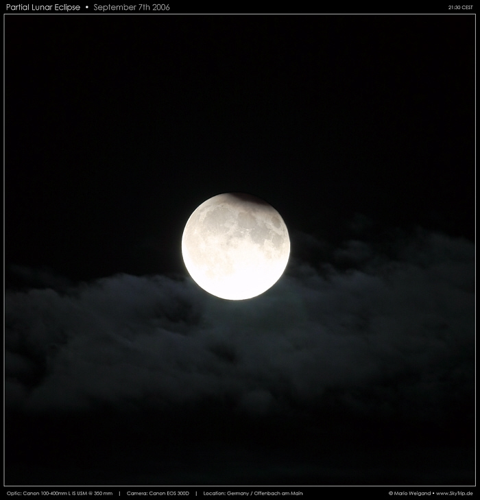 Partielle Mondfinsternis 2006 mit Wolkenkulisse