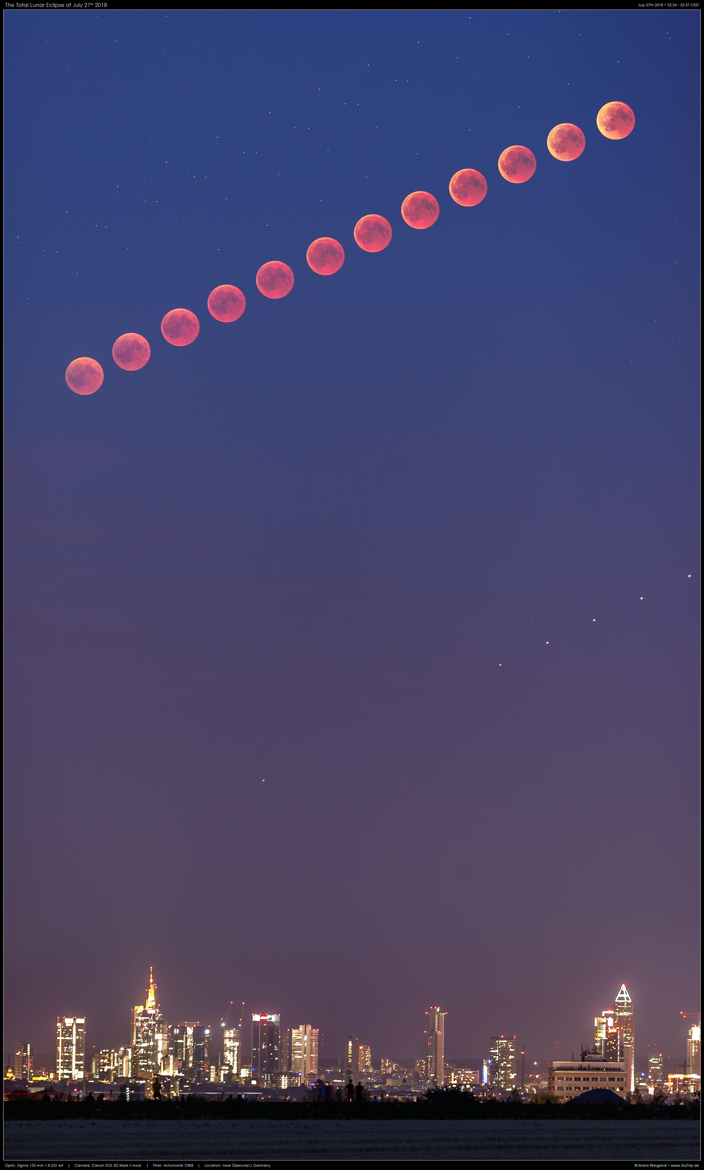 Totale Mondfinsternis ber Frankfurt