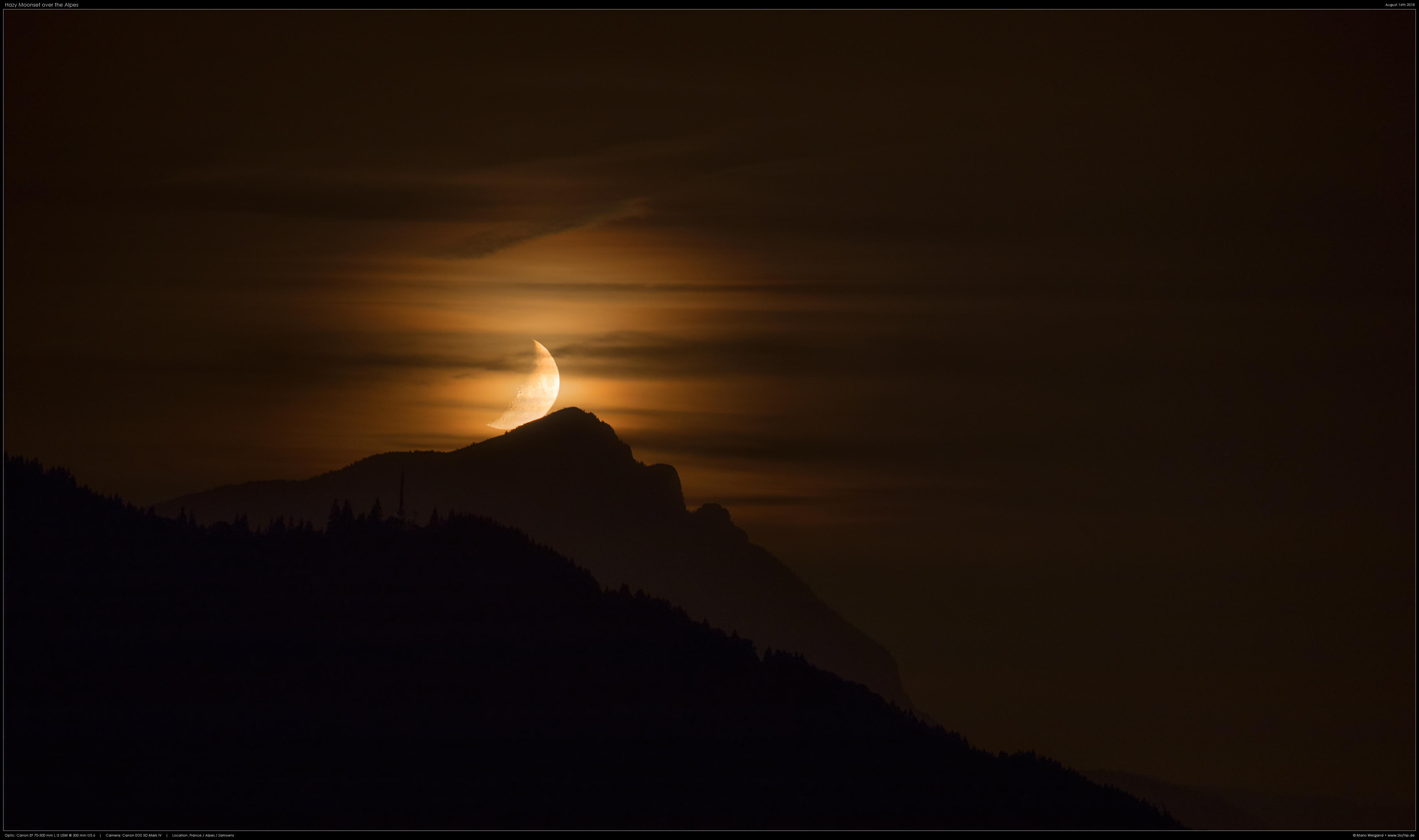 Monduntergang ber den Alpen