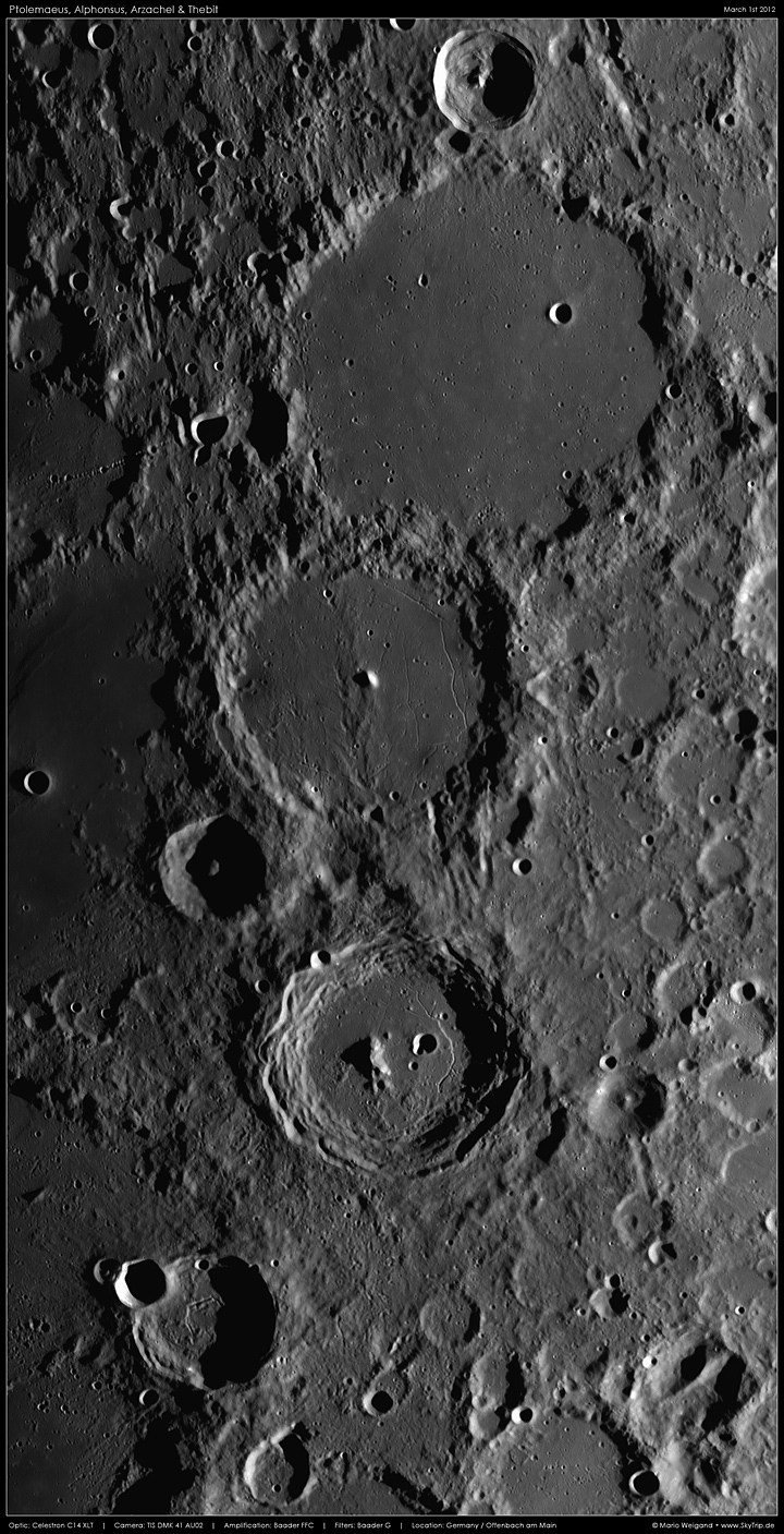Mondkrater von Ptolemaeus bis Thebit