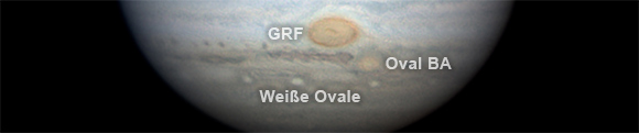 Stürme auf Jupiter: GRF, Oval BA und weiße Ovale.