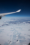 Flug über Grönland bei bestem Wetter.