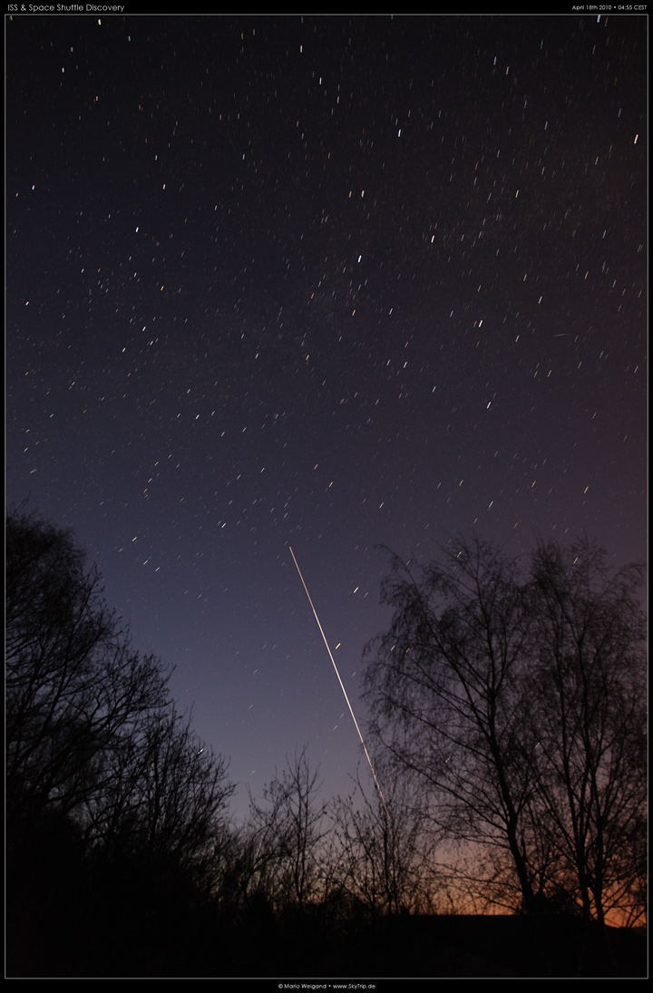 Doppelstrichspur von ISS & Discovery