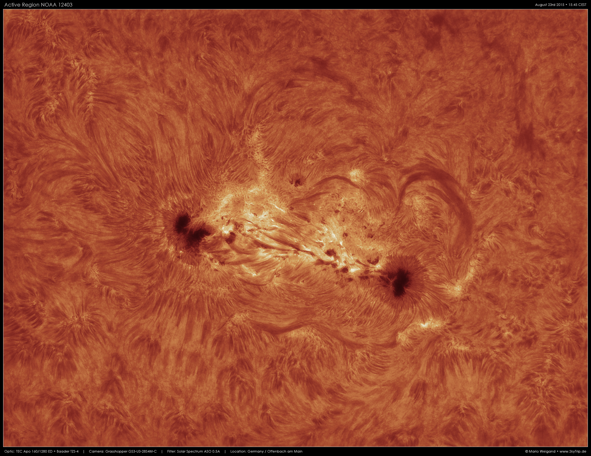 Aktive Region NOAA 12403 in H-Alpha