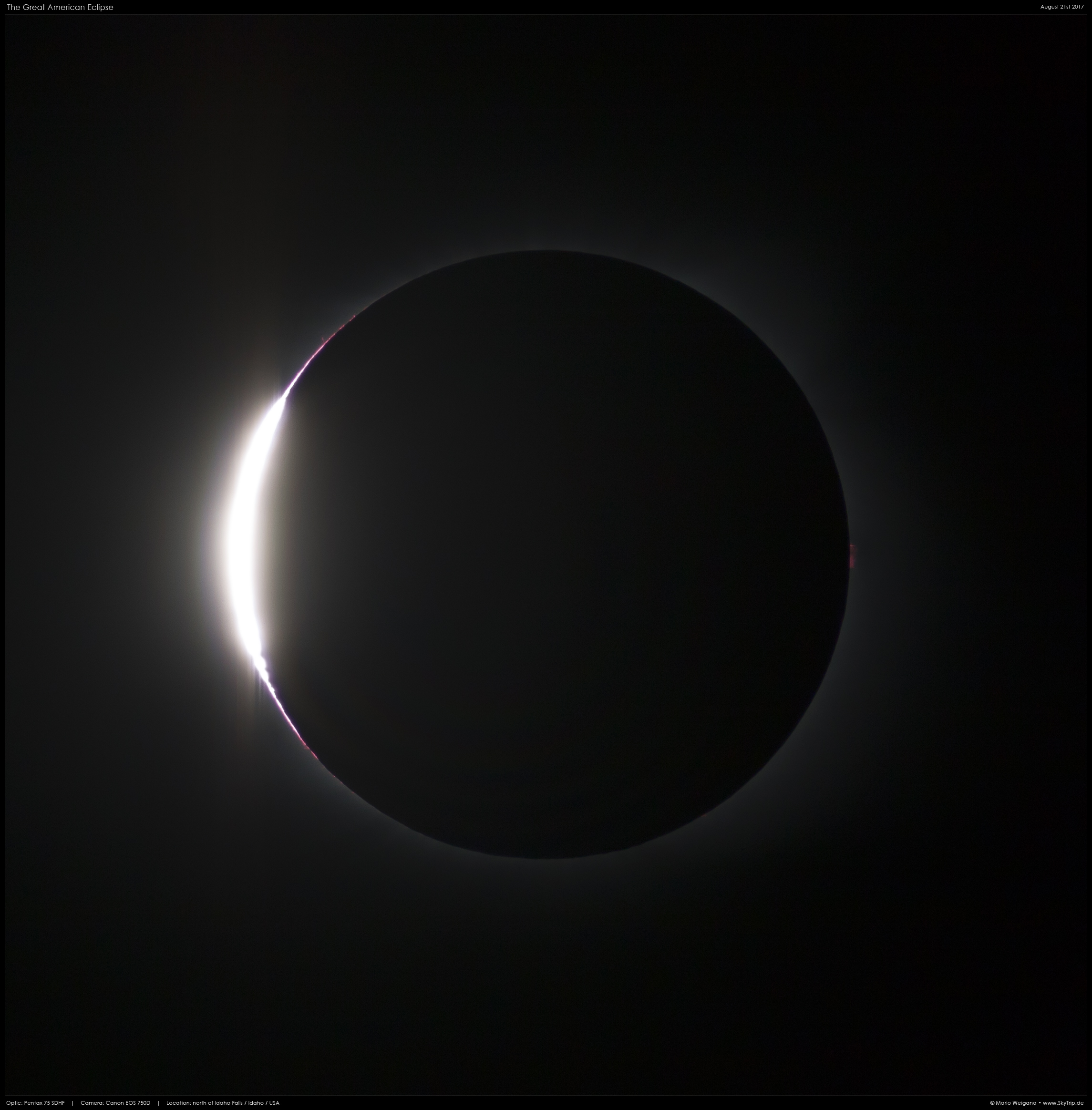 Totale Sonnenfinsternis 21.08.2017, Diamantring-Effekt