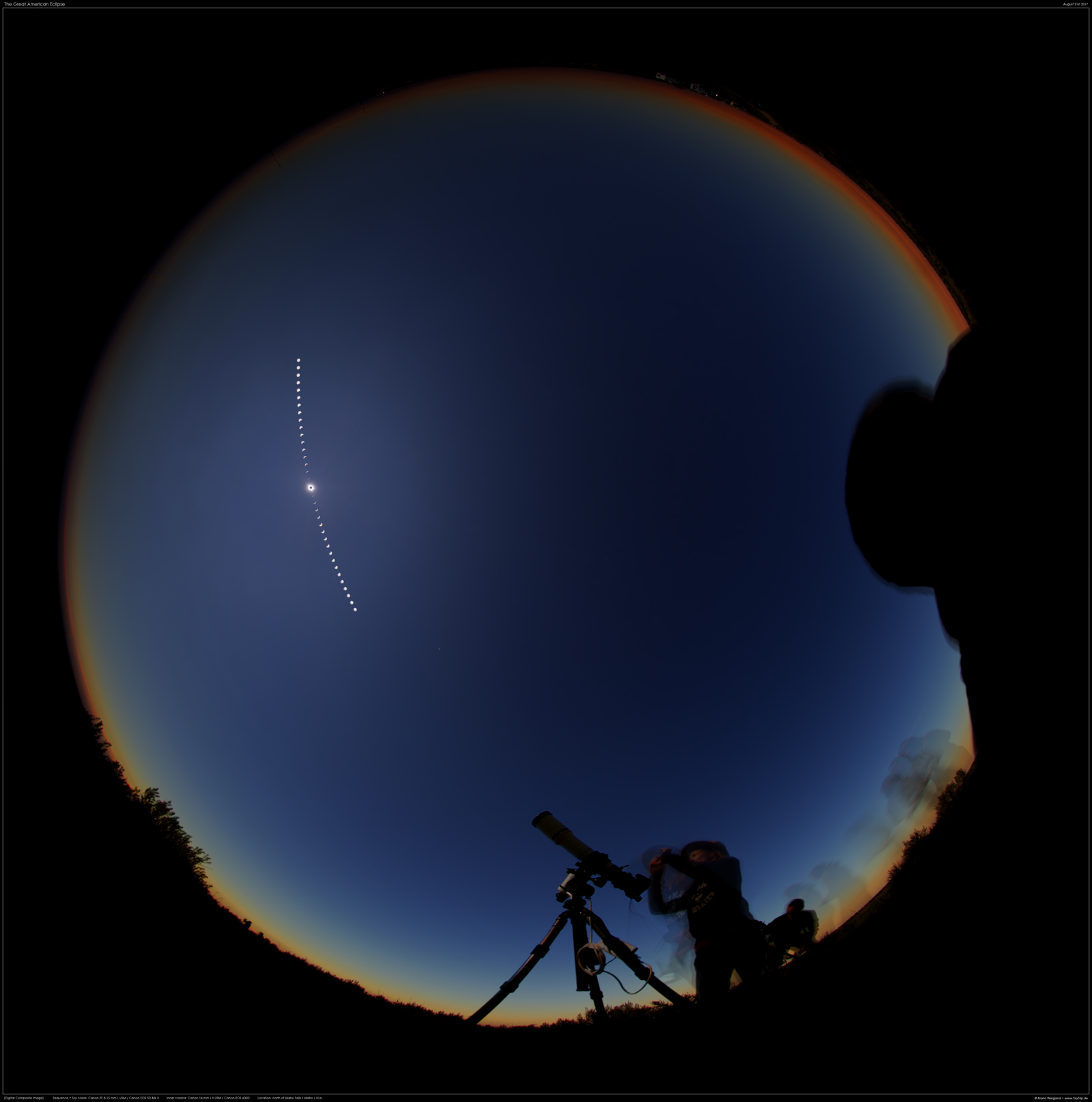 Totale SoFi 2017 - Verlaufskomposit mit Fisheye-Objektiv.