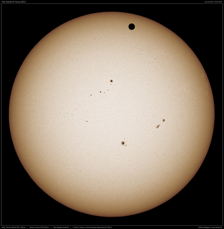 Venustransit 6. Juli 2012 mit Sonnenflecken
