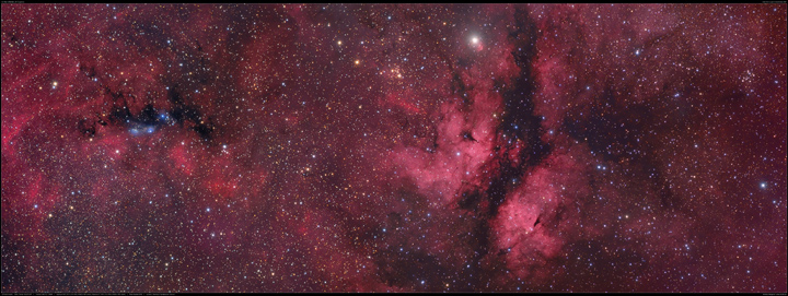 Nebelregion mitten im Sternbild Schwan rund um den Stern Sadr mit IC 1318.