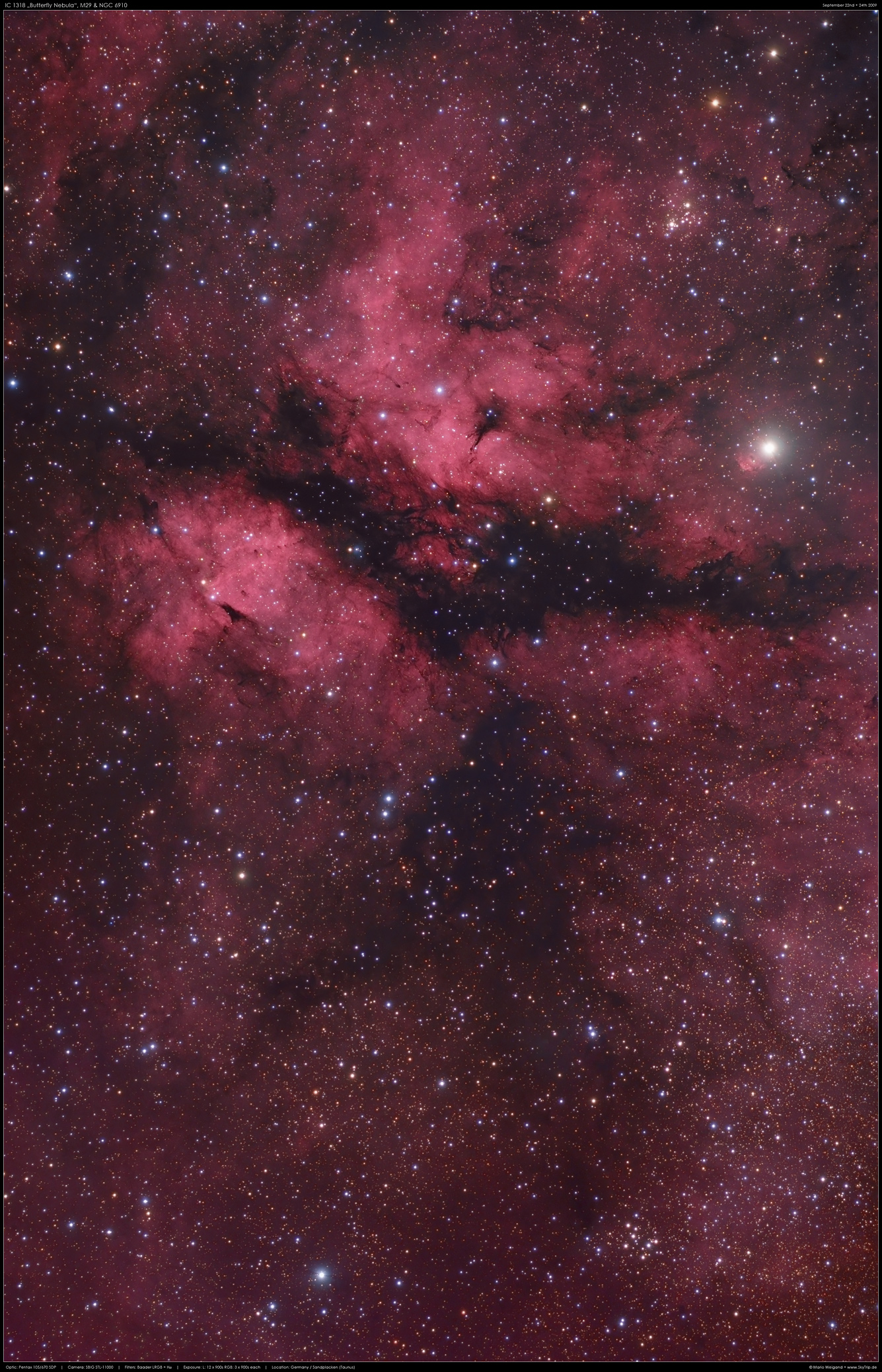 Der Schmetterlingsnebel IC 1318, M 29 & NGC 6910