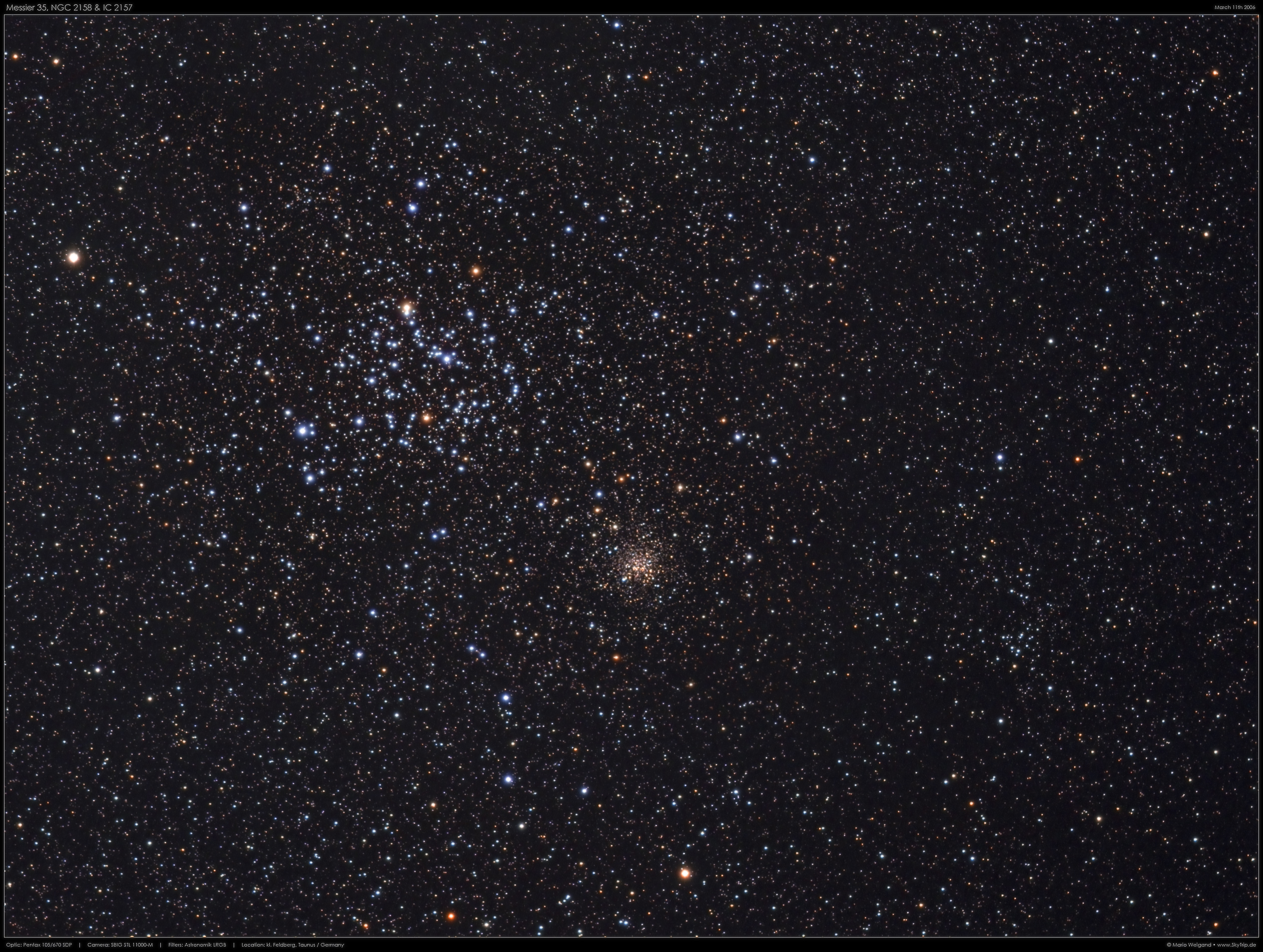 Messier 35, NGC 2158 & IC 2157