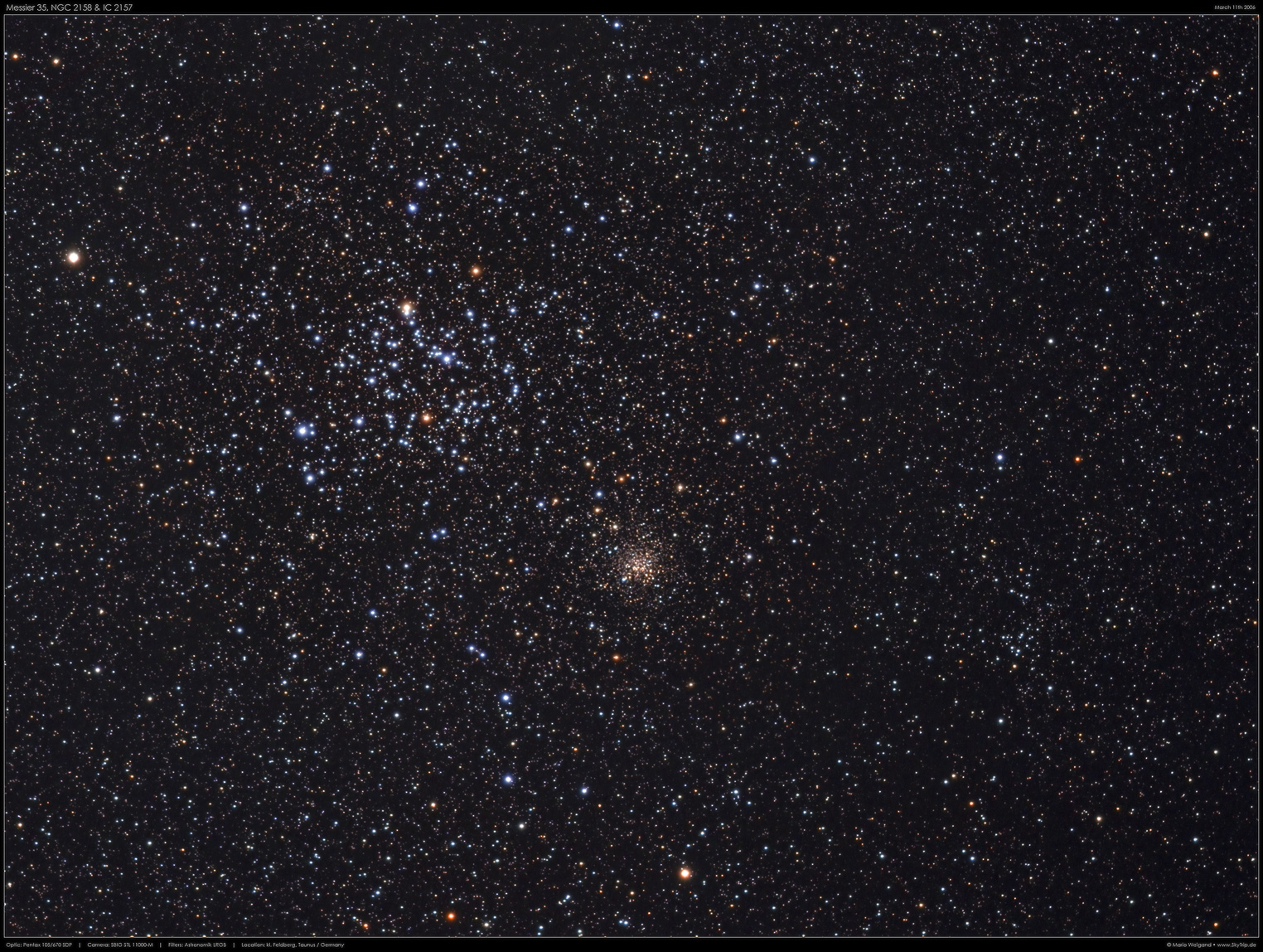 Messier 35, NGC 2158 & IC 2157