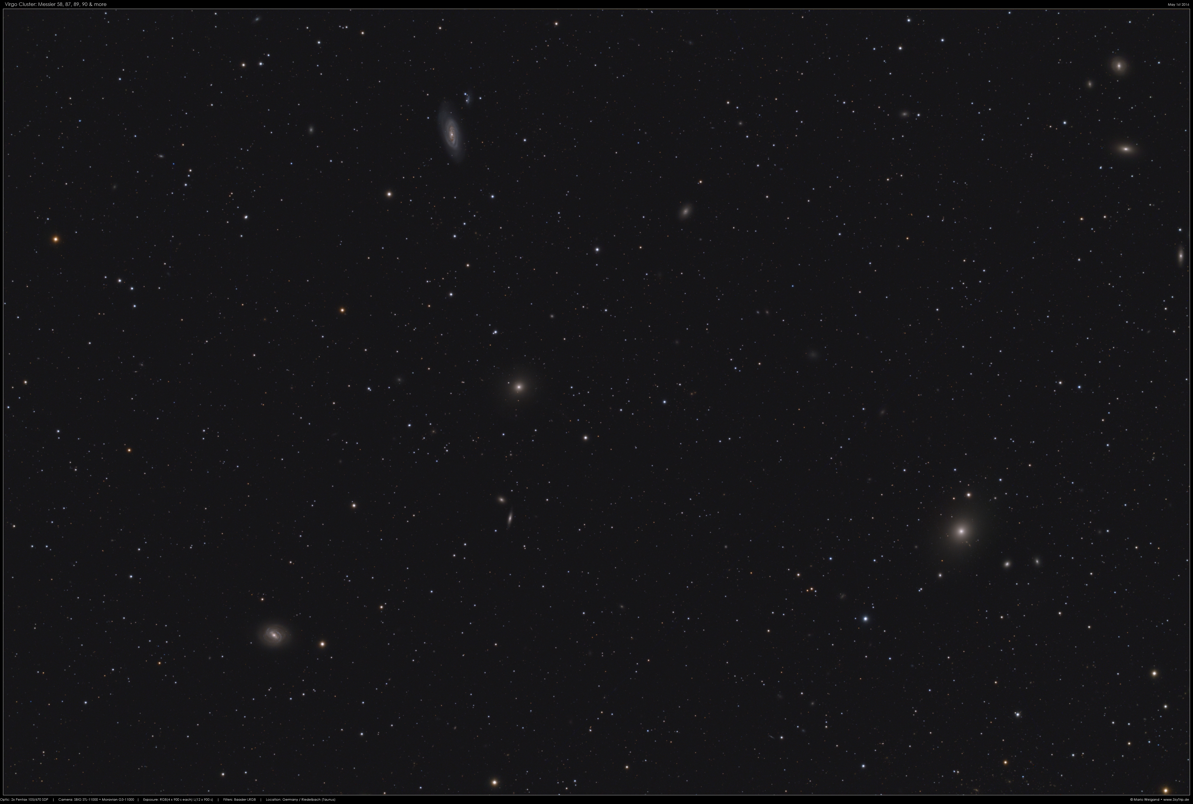 Virgohaufen: Galaxien M58, M87, M89 & M90