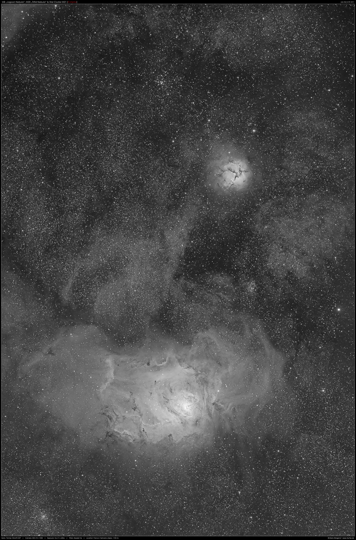 Trifidnebel M20 und Lagunennebel M8 in H-Alpha