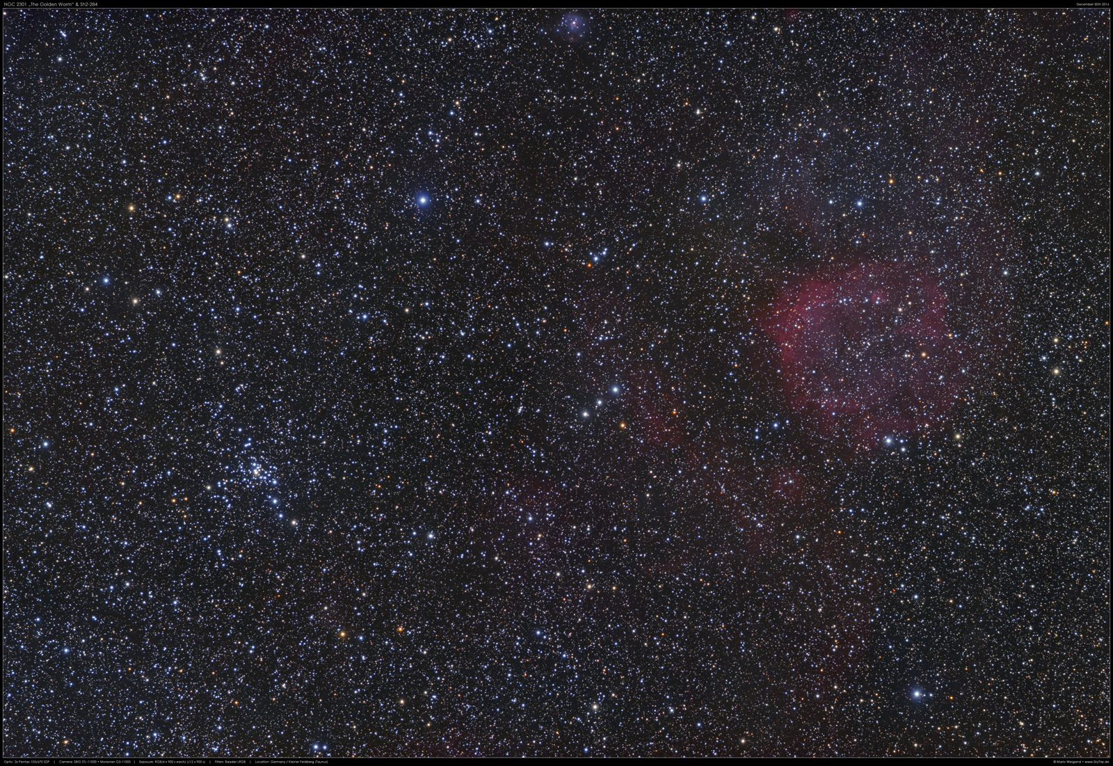 NGC 2301 'The golden worm' & Sh2-284