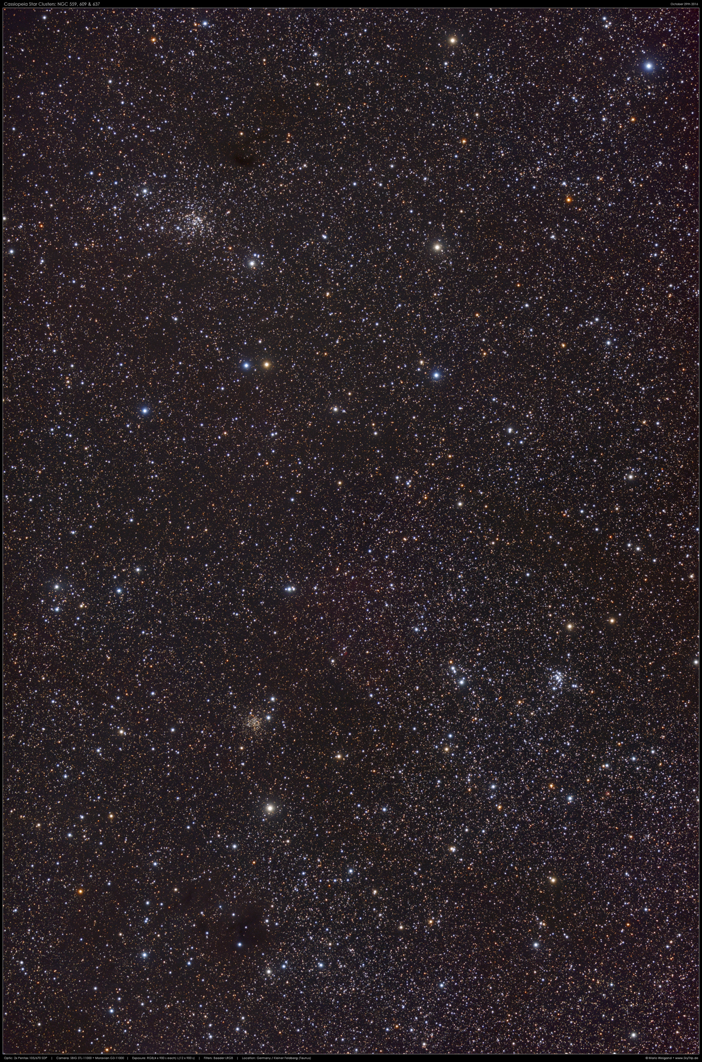 NGC 559, 609 & 637 in Cassiopeia