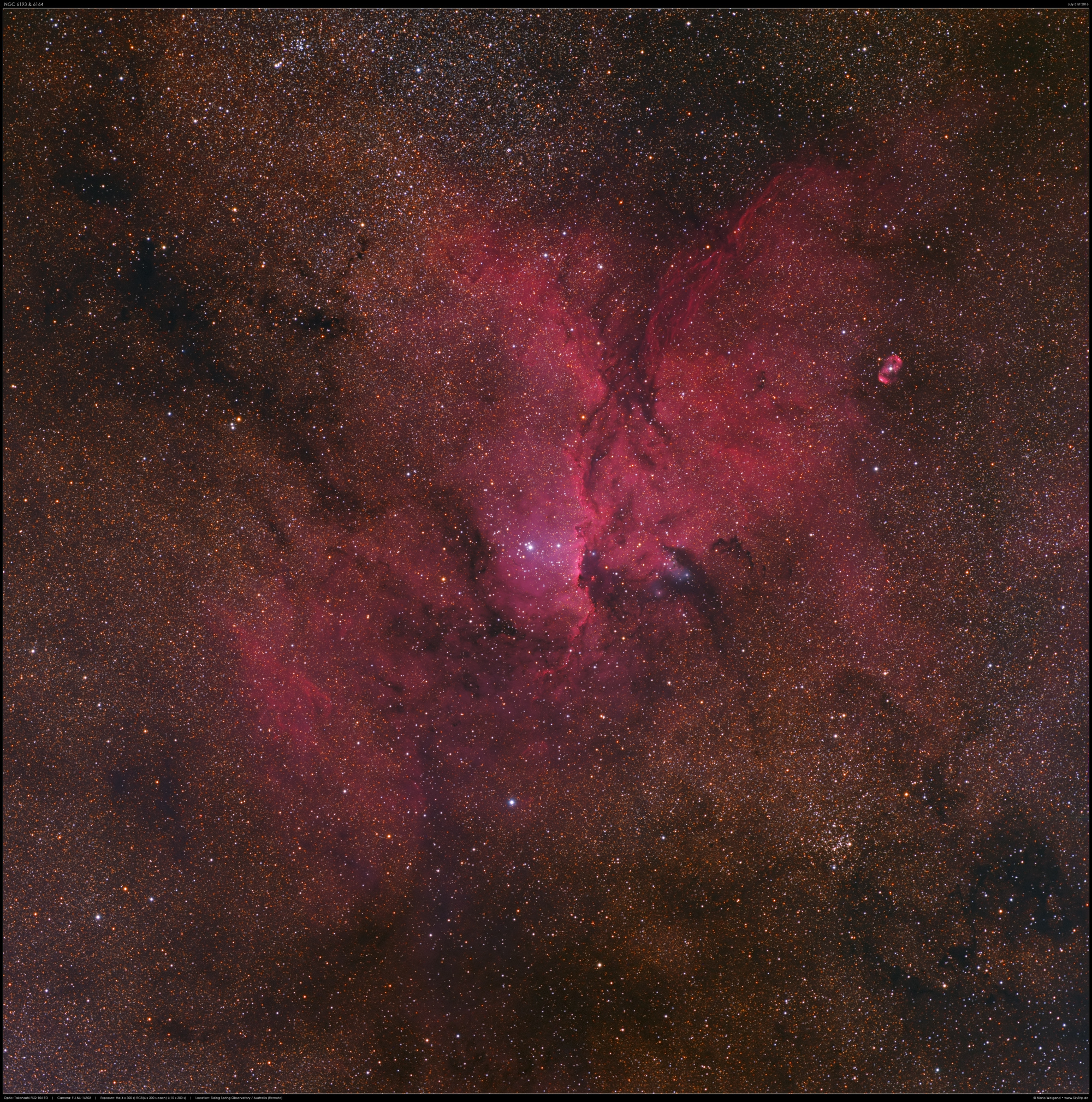 NGC 6193 & 6164 im Sternbild Ara