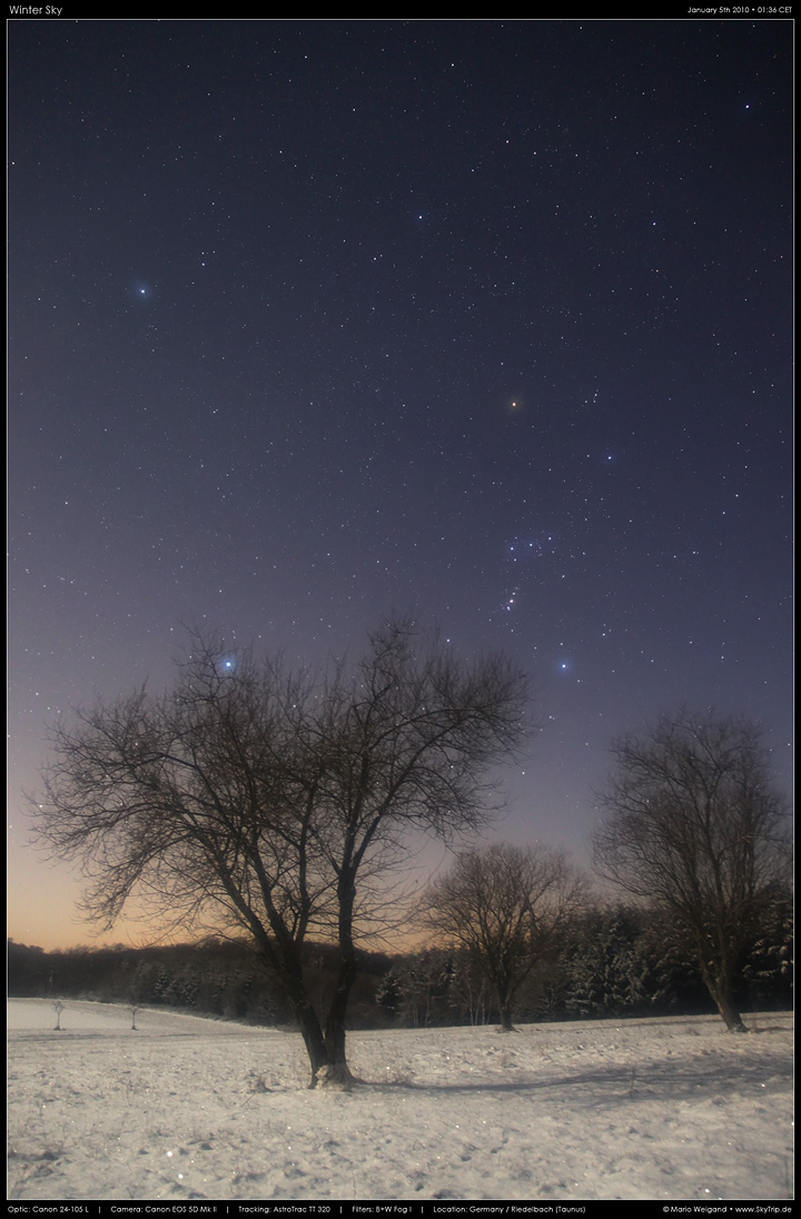 Sternbild Orion und Sirius
