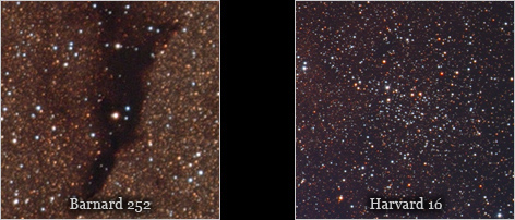 Detailausschnitt mit Barnard 252 und Harvard 16