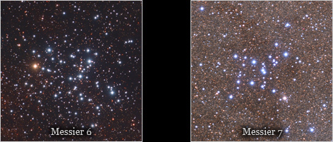 Detailausschnitt mit Messier 6 und Messier 7