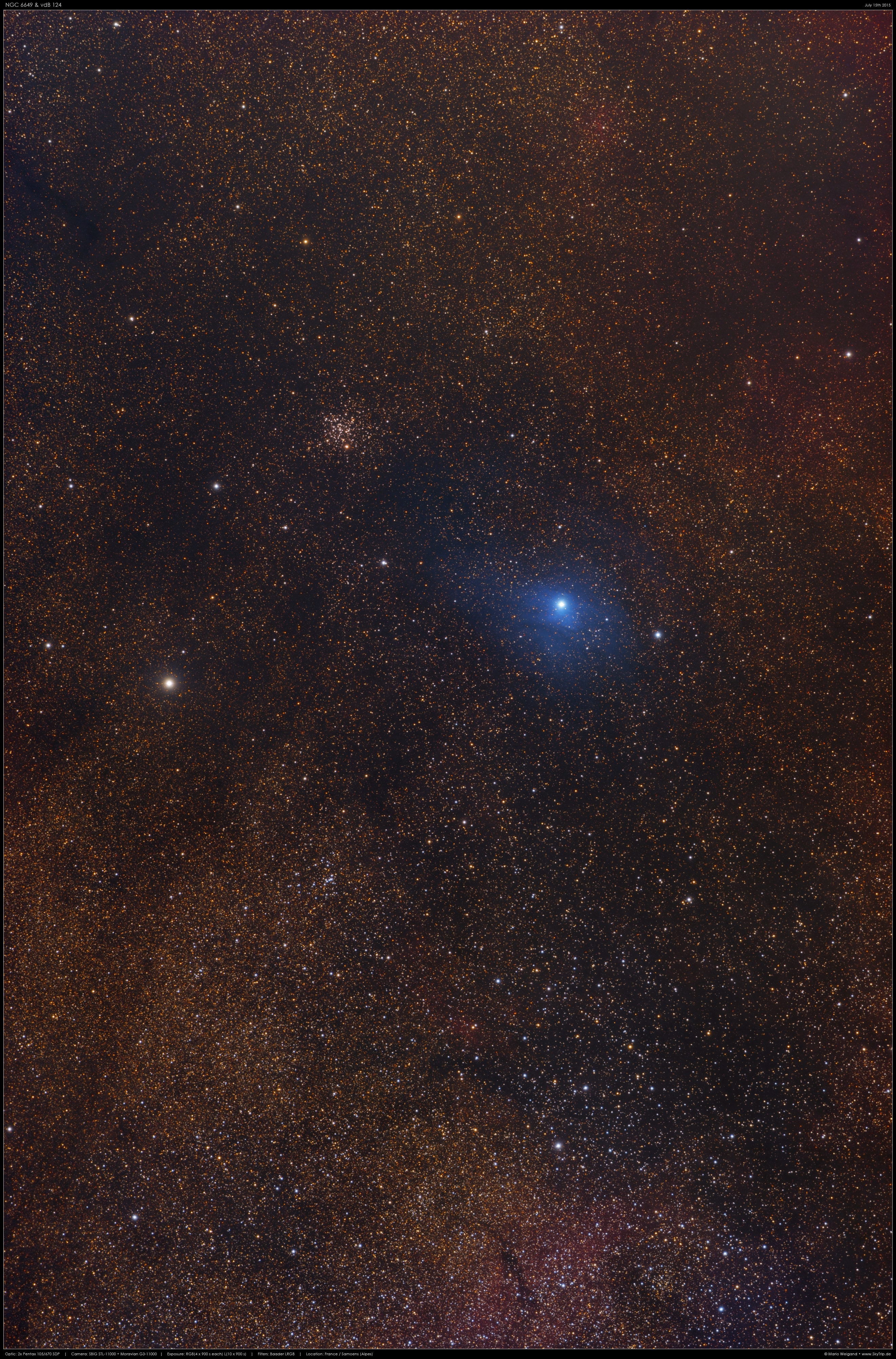 Sternhaufen NGC 6649 & Reflexionsnebel IC 1287/vdB 124