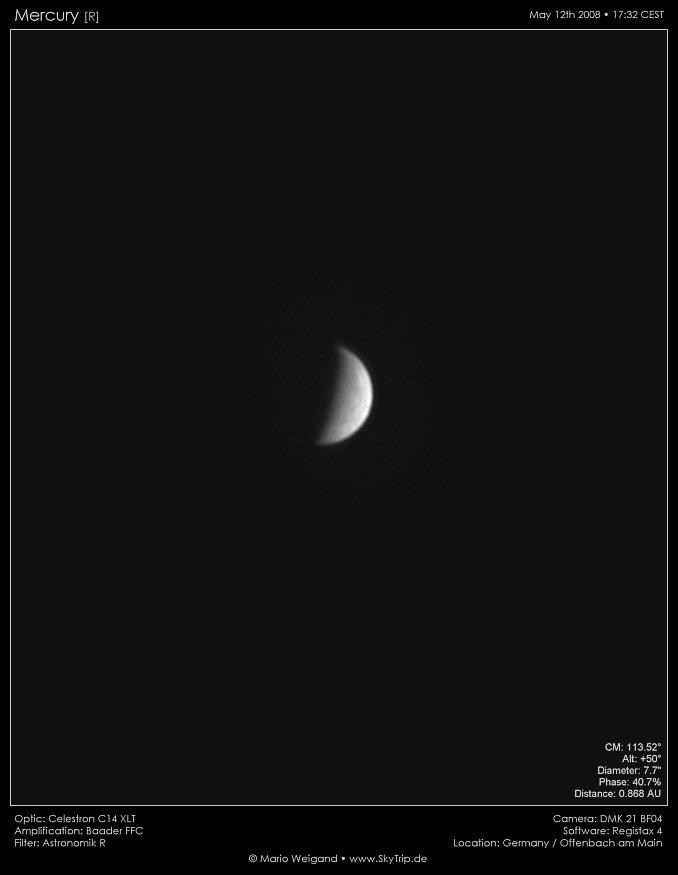 Merkur am Taghimmel am 12.05.2008