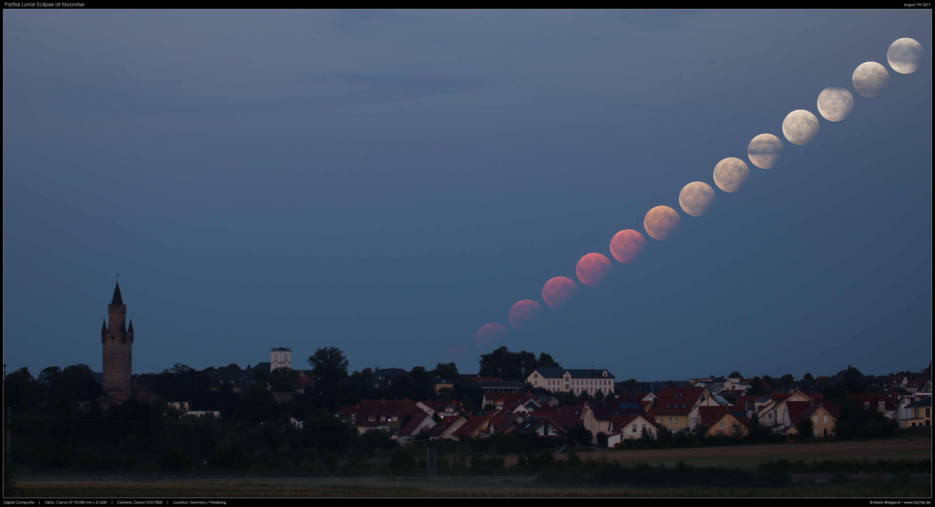 Verlaufskomposit der Partiellen Mondfinsternis 2017