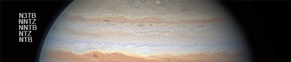 Jupiters nrdlicher temperierter Bereich.