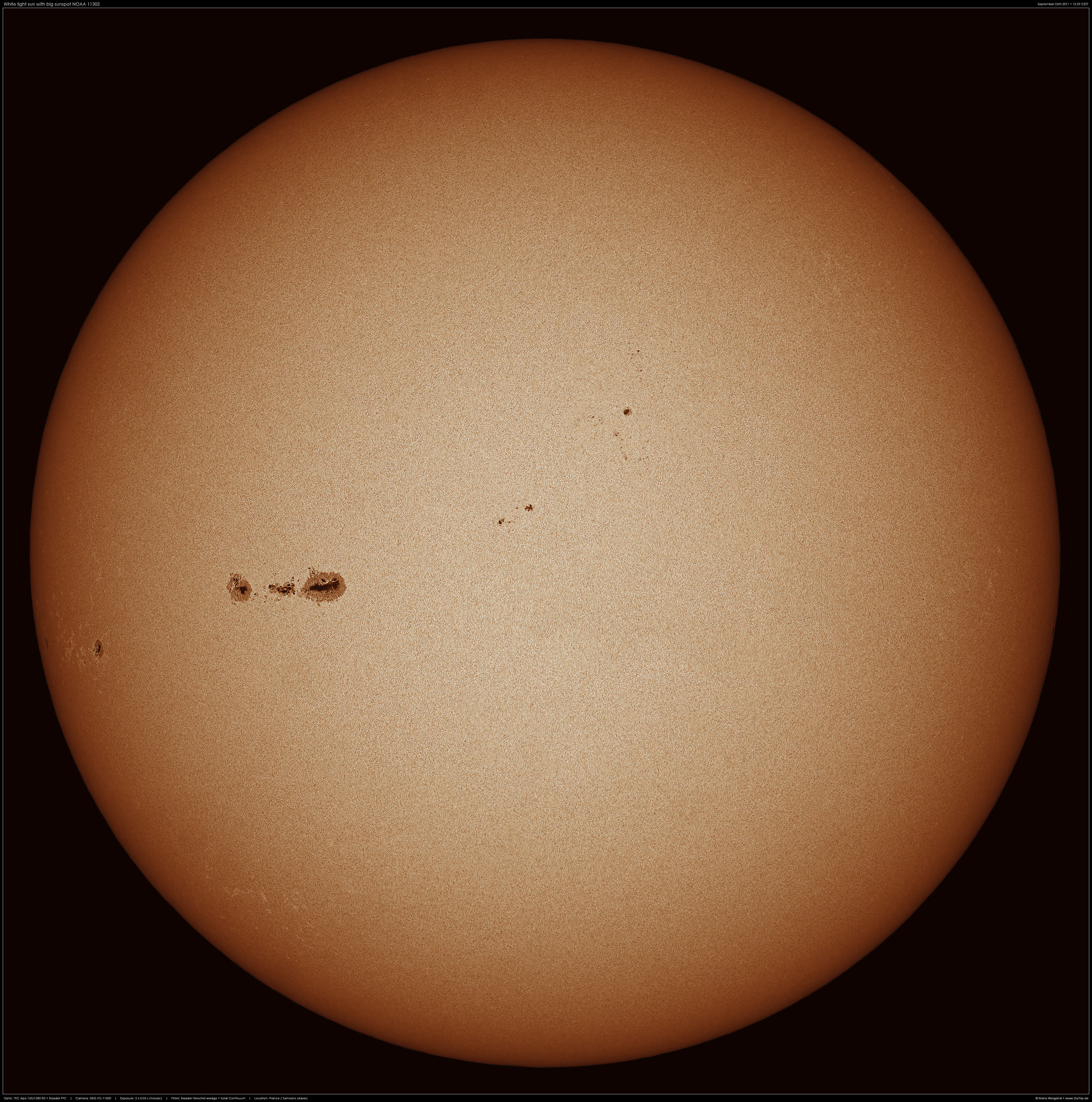 Sonne mit der großen Fleckengruppe NOAA 11302