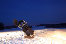 Mit dem 500 mm Dobson im schneebedeckten Hintertaunus.